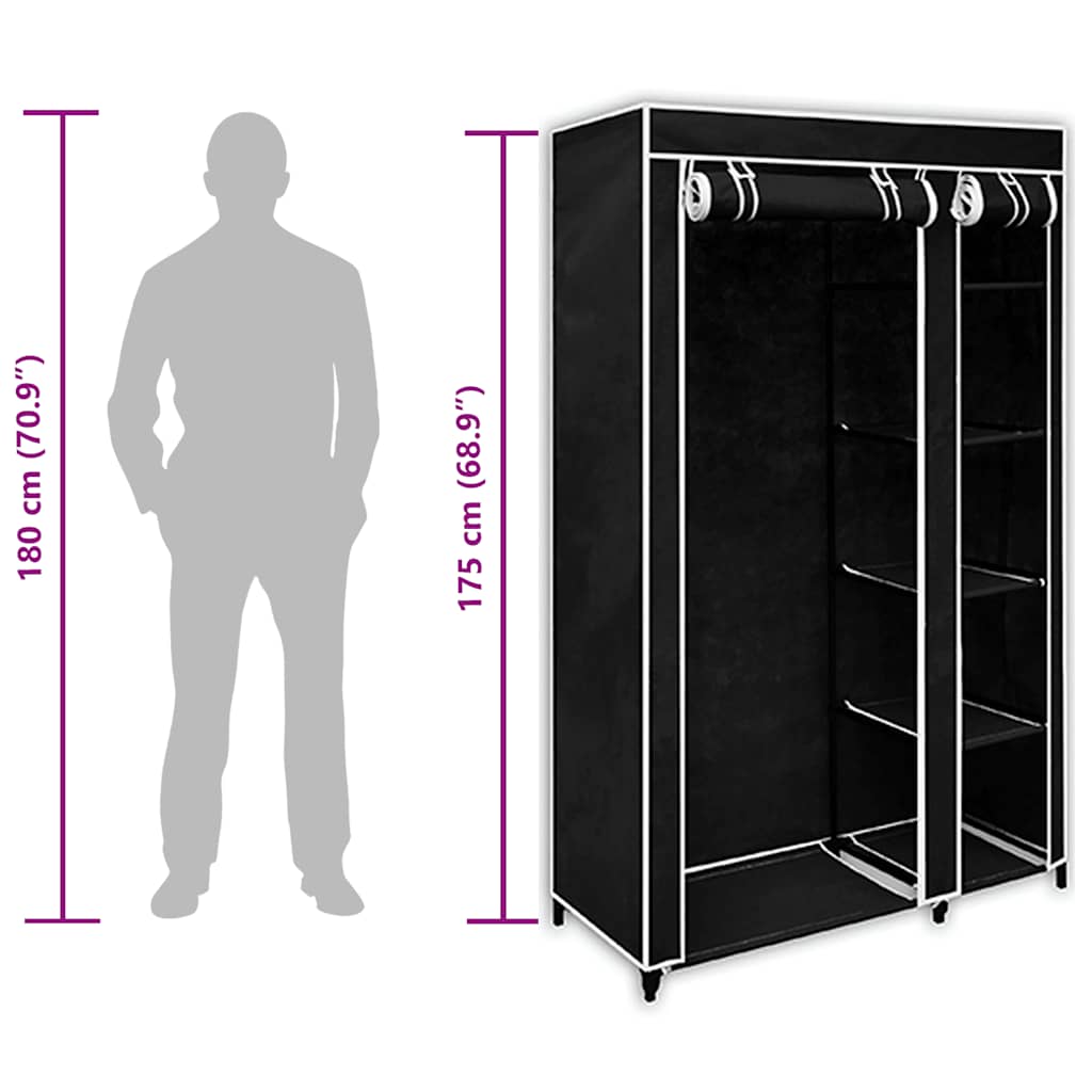 Armario plegable 110x45x175 cm negro