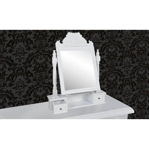 Rectangular MDF vanity table with hinged mirror