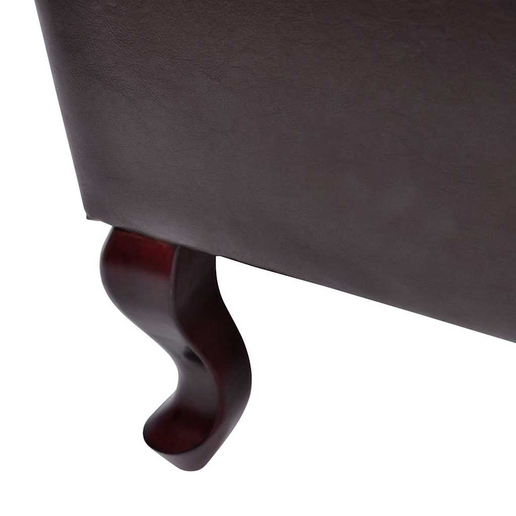 Sillón con reposapiés cuero sintético marrón oscuro