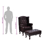 Sillón con reposapiés cuero sintético marrón oscuro