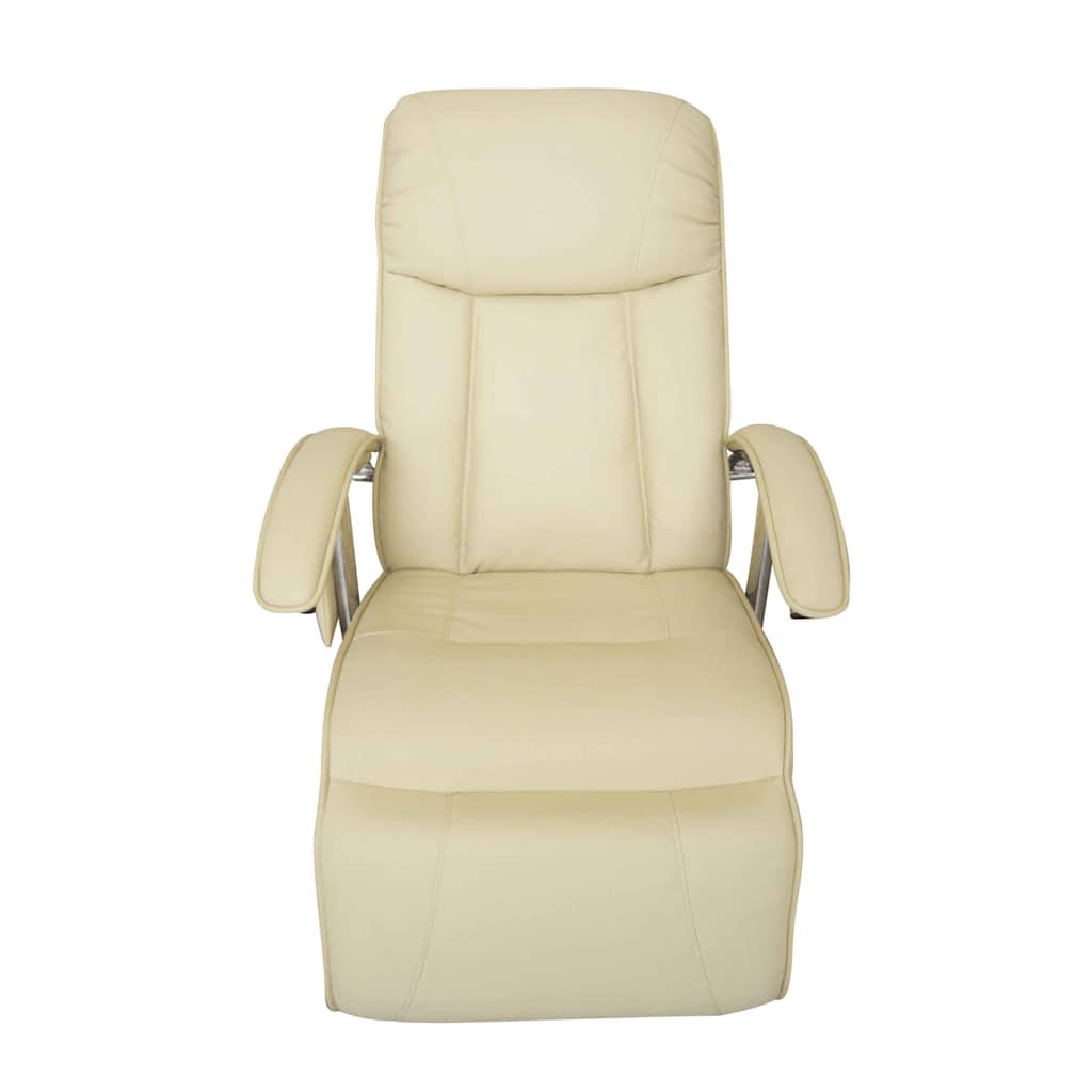 Sillón de masaje de cuero sintético blanco crema