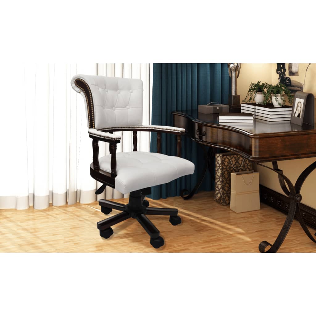 Silla de oficina giratoria blanca