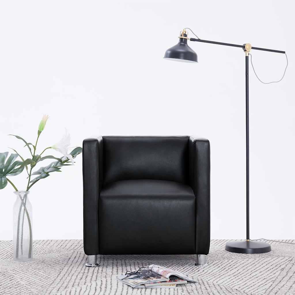 White synthetic leather armchair