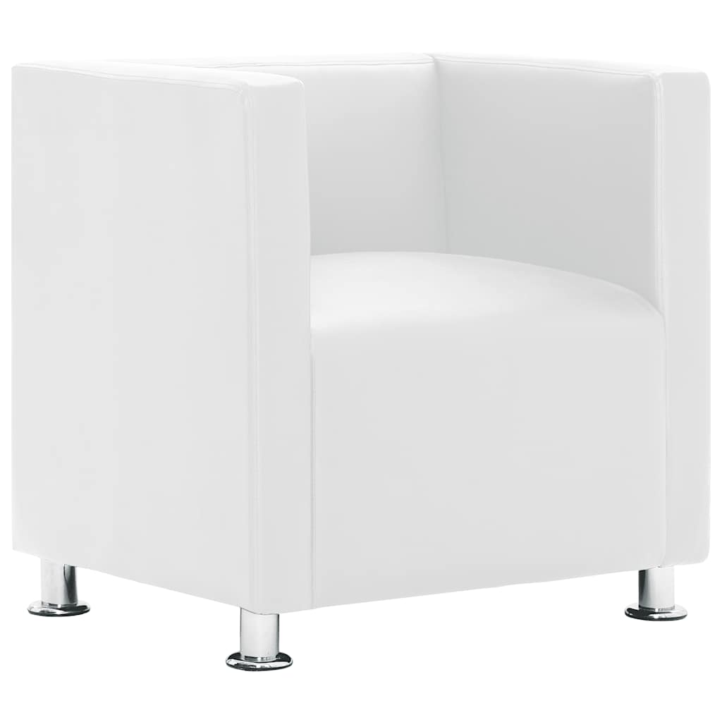 Sillón de cuero sintético blanco