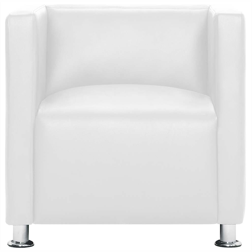 Sillón de cuero sintético blanco