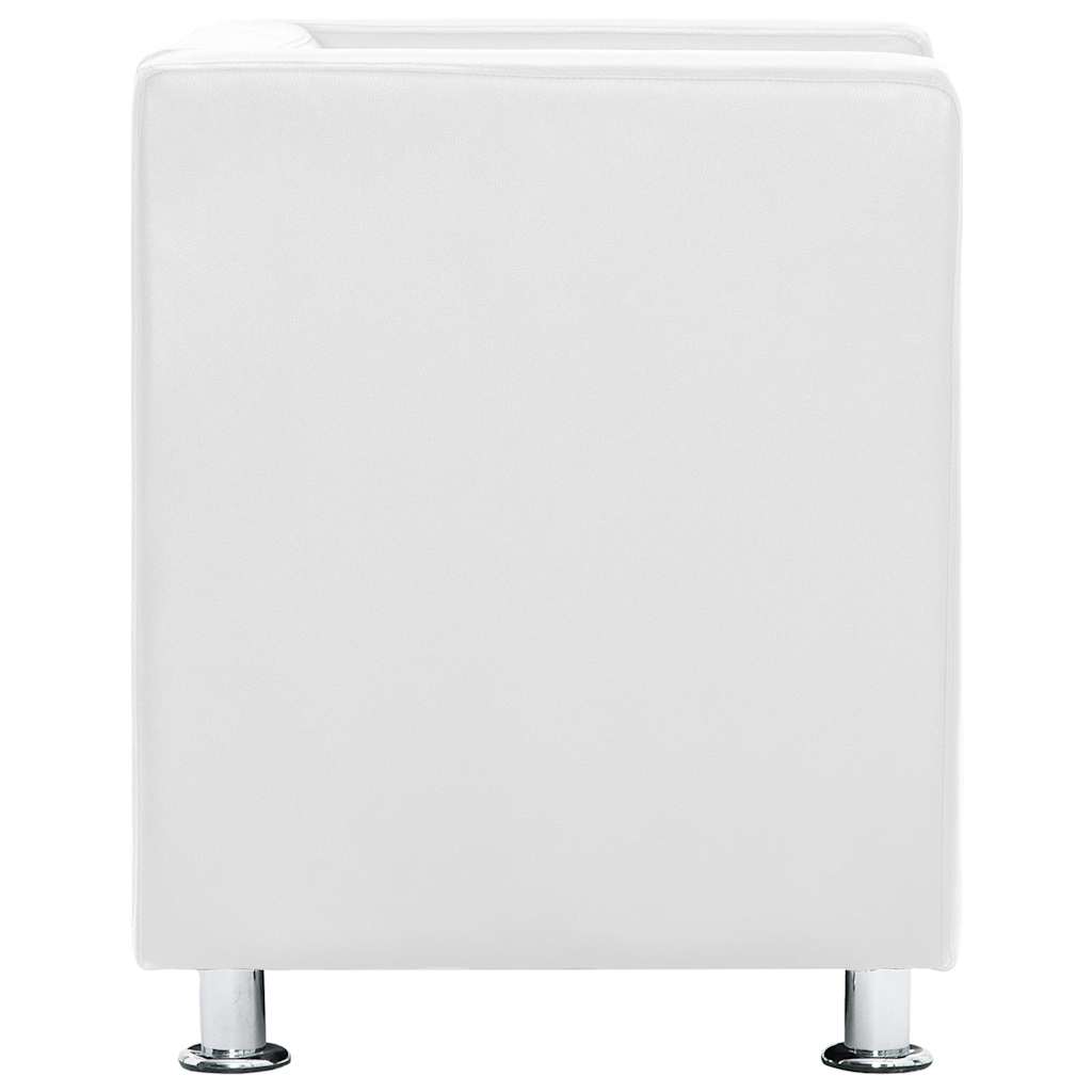 Sillón de cuero sintético blanco