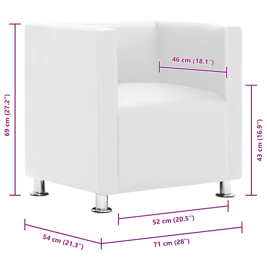 Sillón de cuero sintético blanco