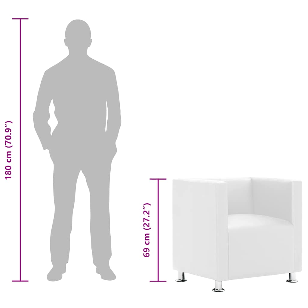 Sillón de cuero sintético blanco