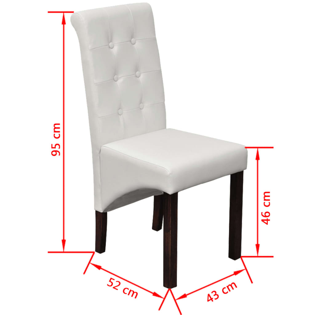 Sillas de comedor 4 unidades cuero sintético blanco