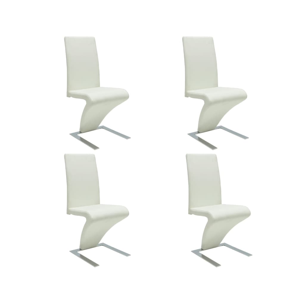 Sillas de comedor 4 unidades cuero sintético blanco