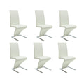 Sillas de comedor 6 unidades cuero sintético blanco