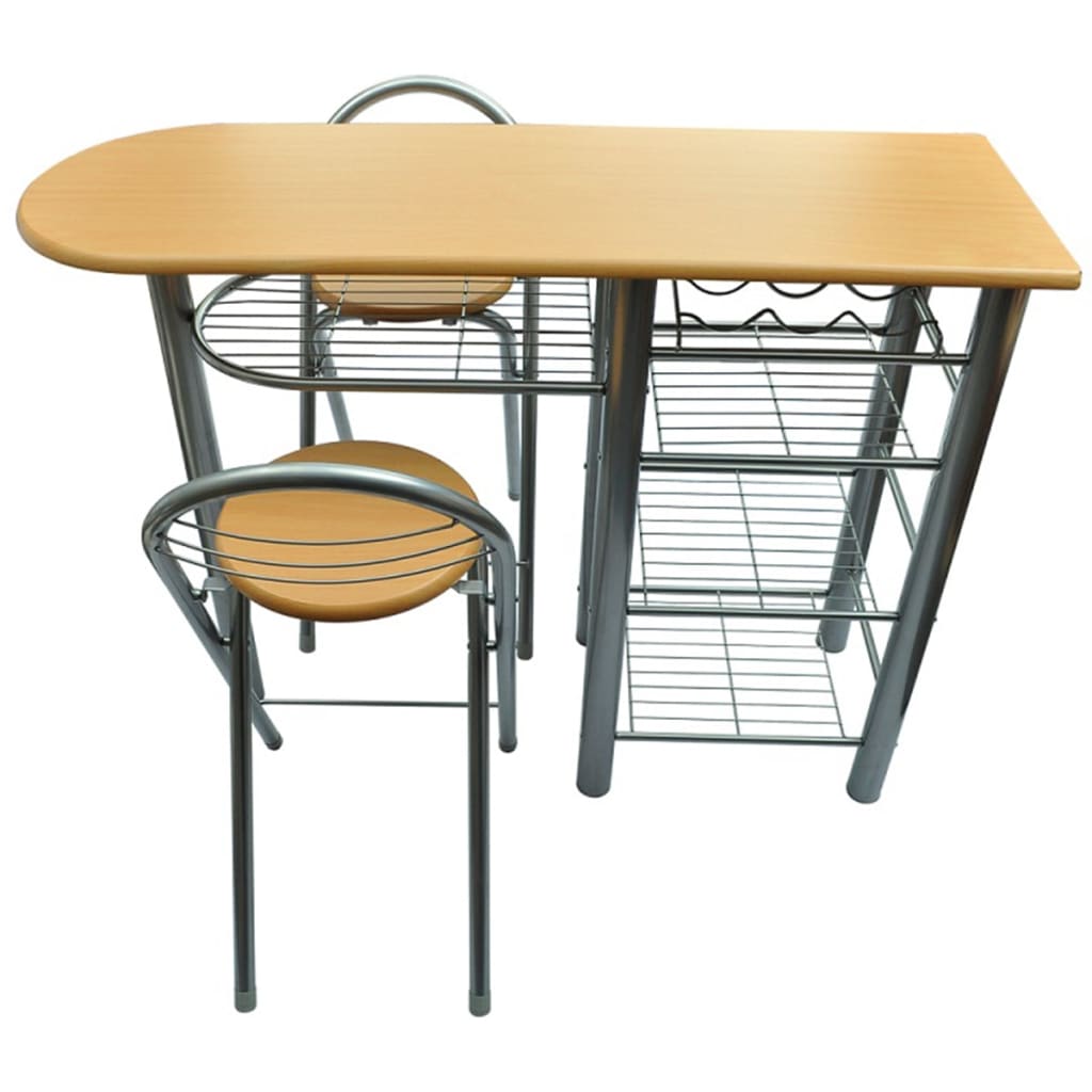 Mesa alta de cocina con taburetes madera