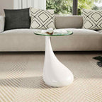 Mesa de centro con superficie redonda vidrio blanco brillante
