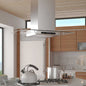 Island range hood with LCD screen