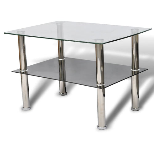 Two-tier glass coffee table