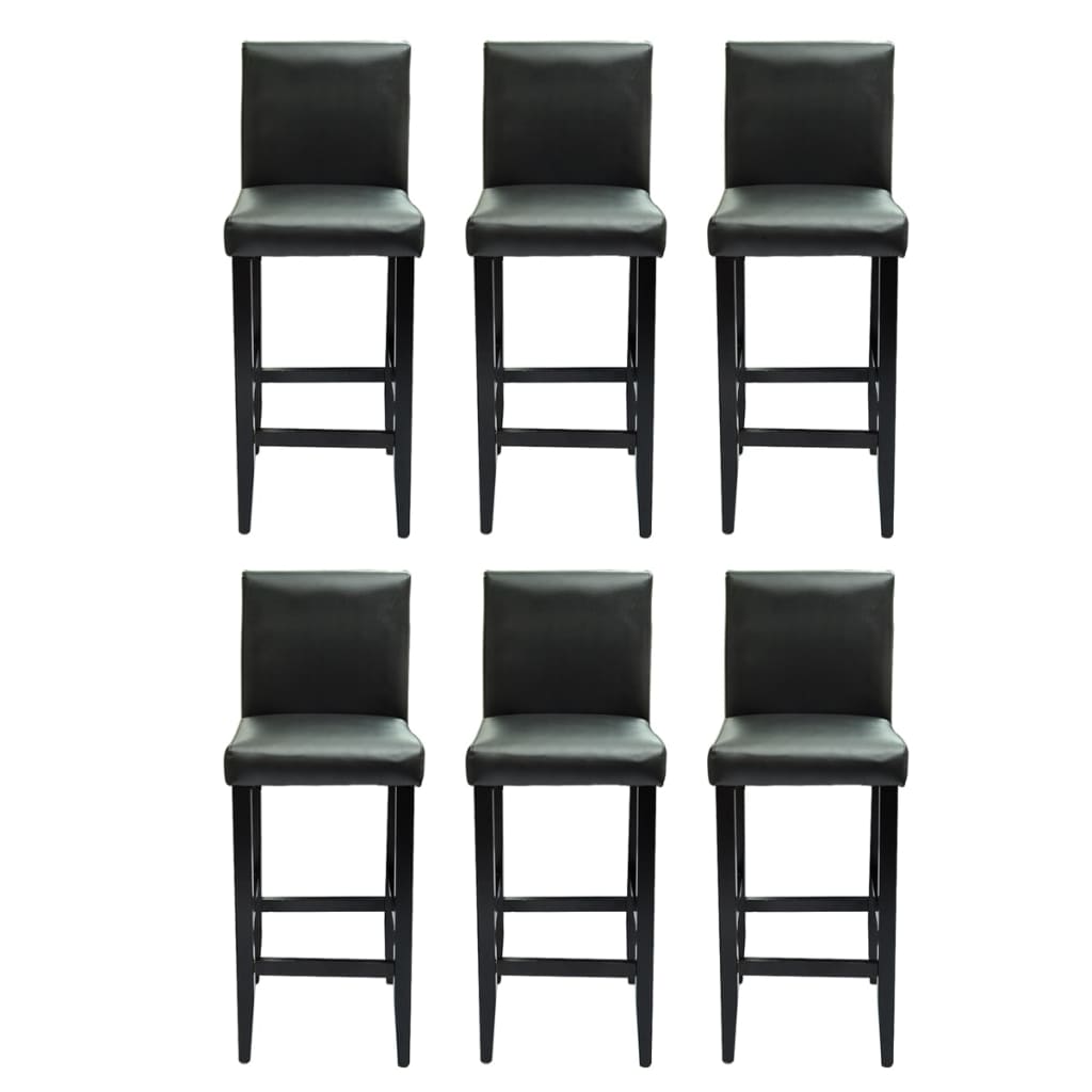 Taburetes de bar 6 unidades de cuero artificial negro