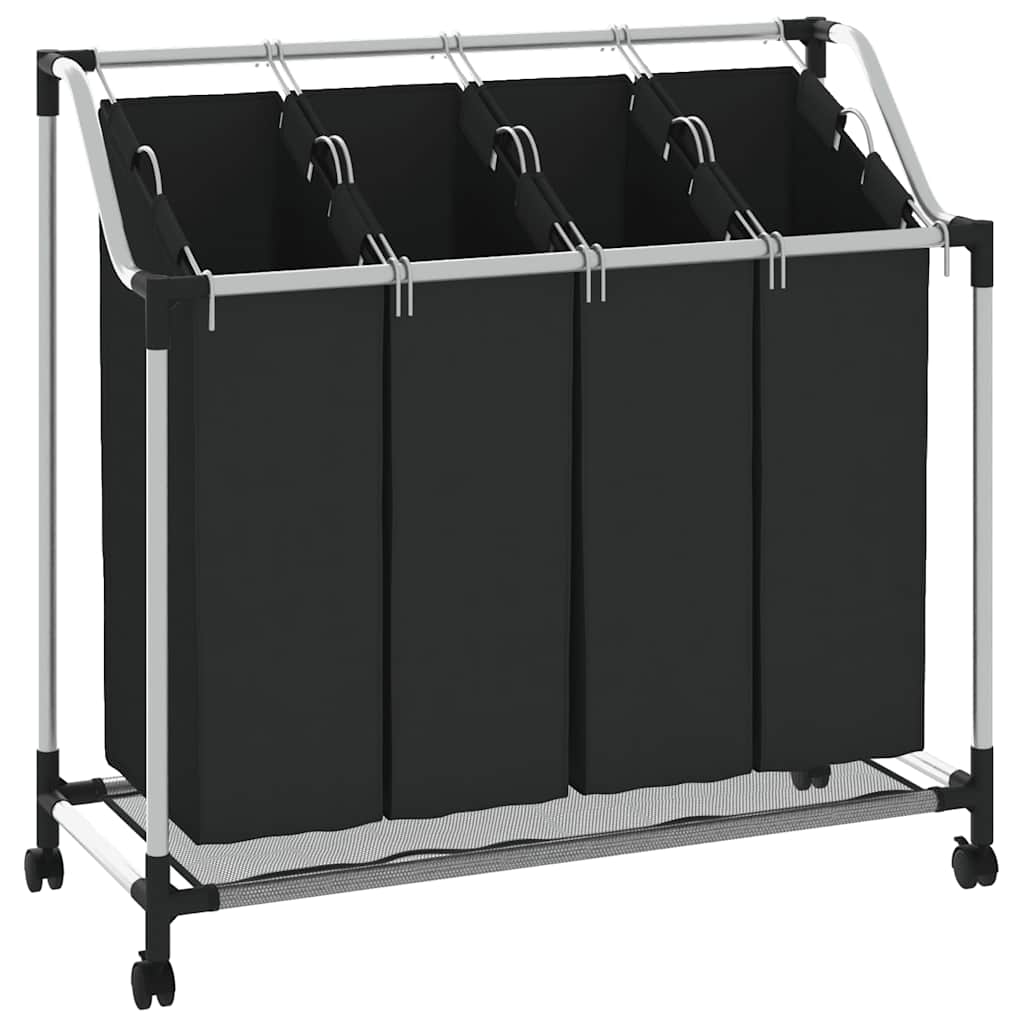 Clasificador de lavandería con 4 bolsas de color gris negro