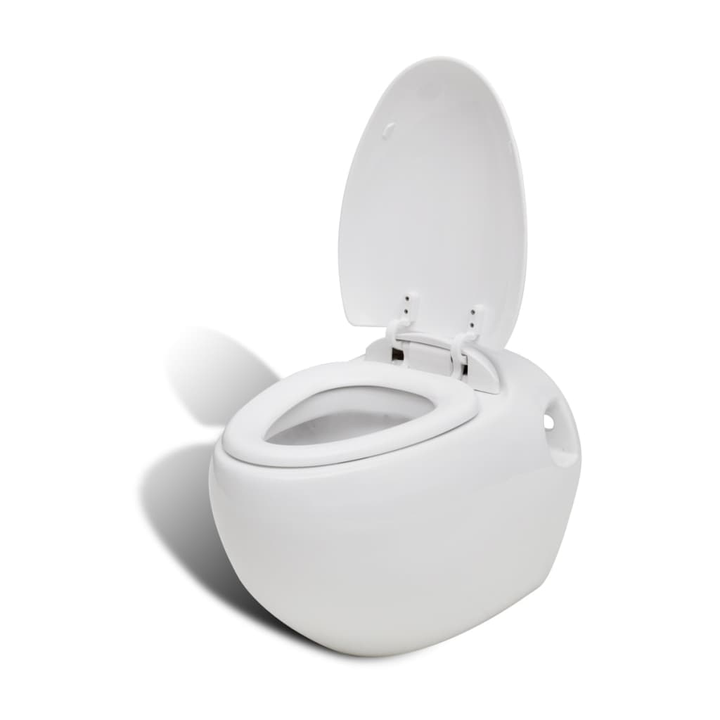 Inodoro WC colgado en la pared diseño huevo blanco