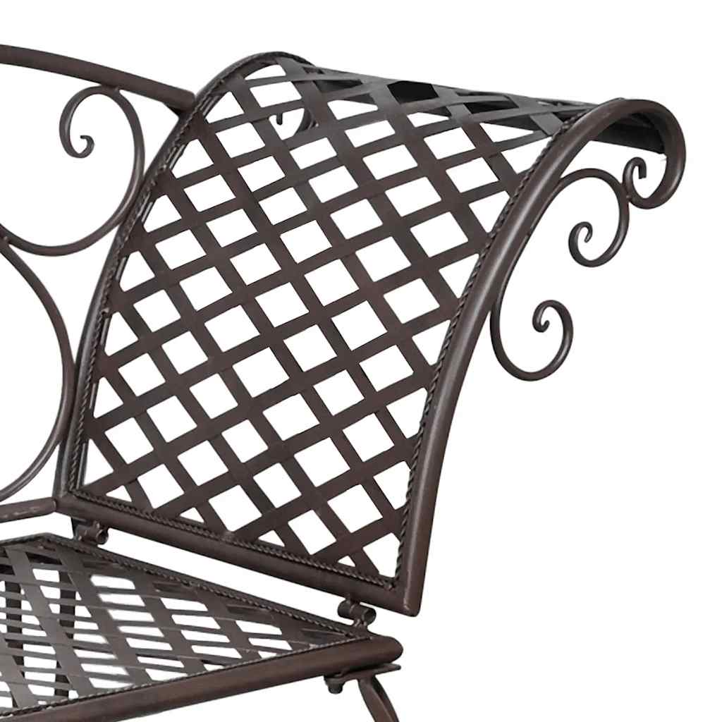 Banco tumbona de jardín de acero marrón envejecido 128 cm