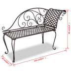 Banco tumbona de jardín de acero marrón envejecido 128 cm