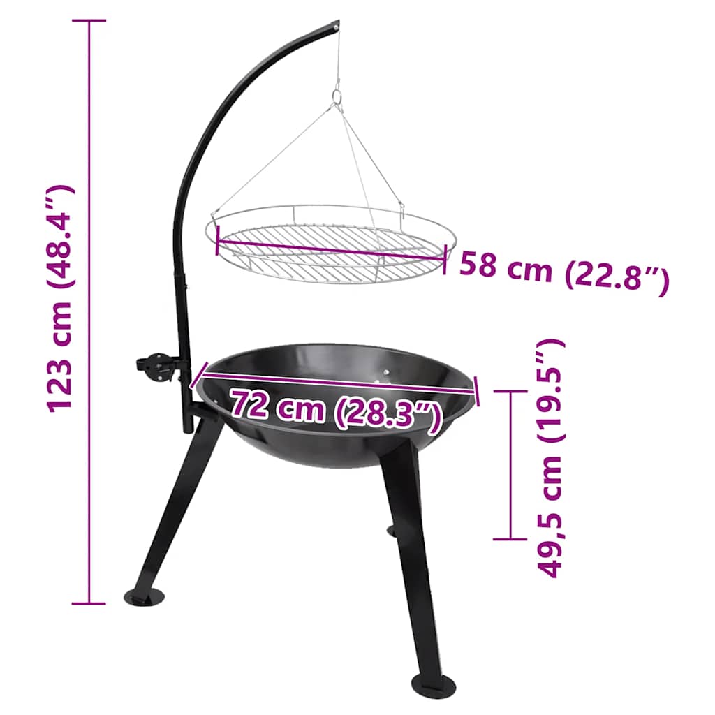 Soporte para barbacoa de carbón colgante redondo