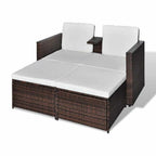 Set muebles de jardín 4 piezas y cojines ratán sintético marrón