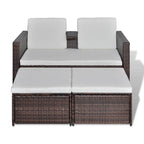 Set muebles de jardín 4 piezas y cojines ratán sintético marrón