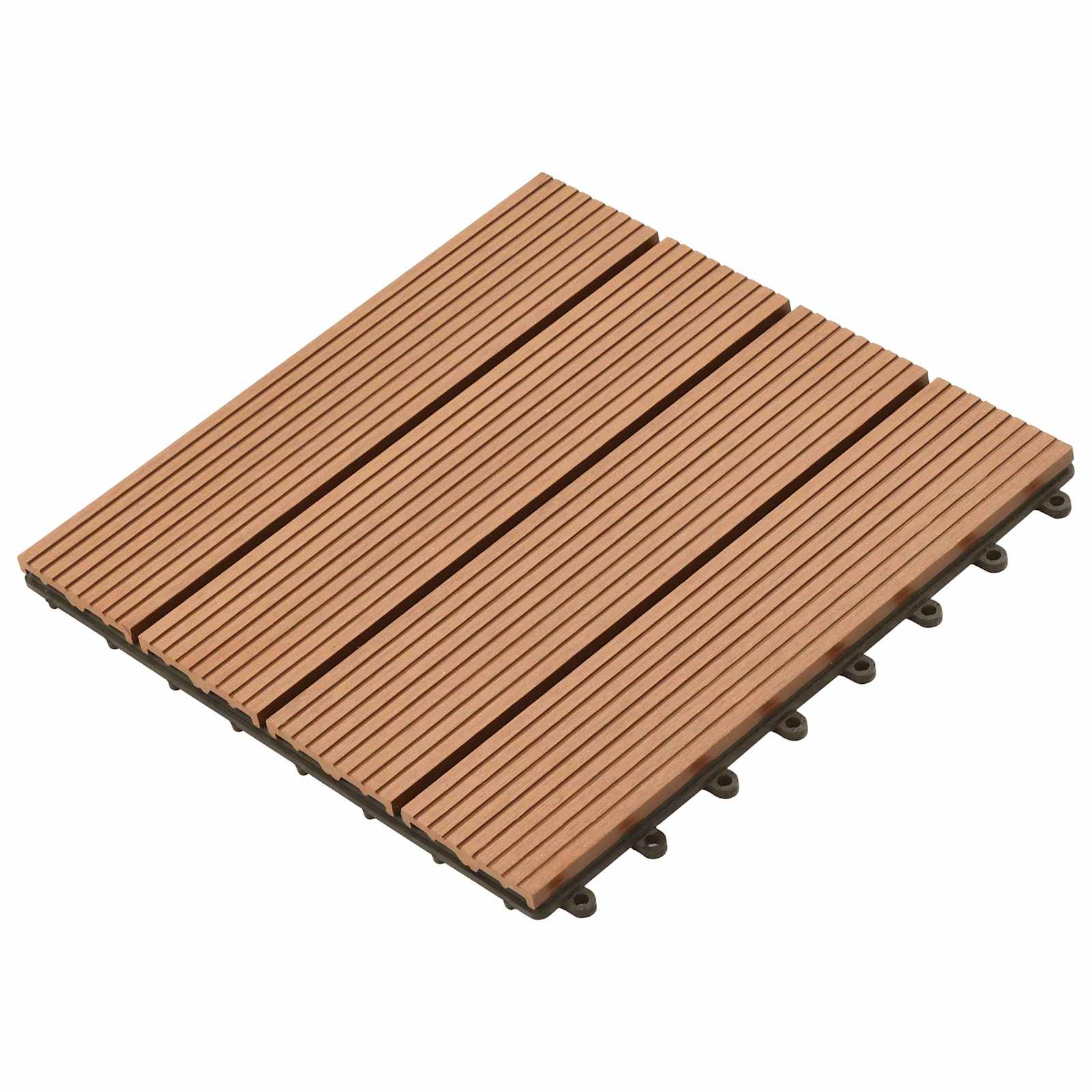 Decking Tile 11 pcs Grey 30 x 30 cm WPC