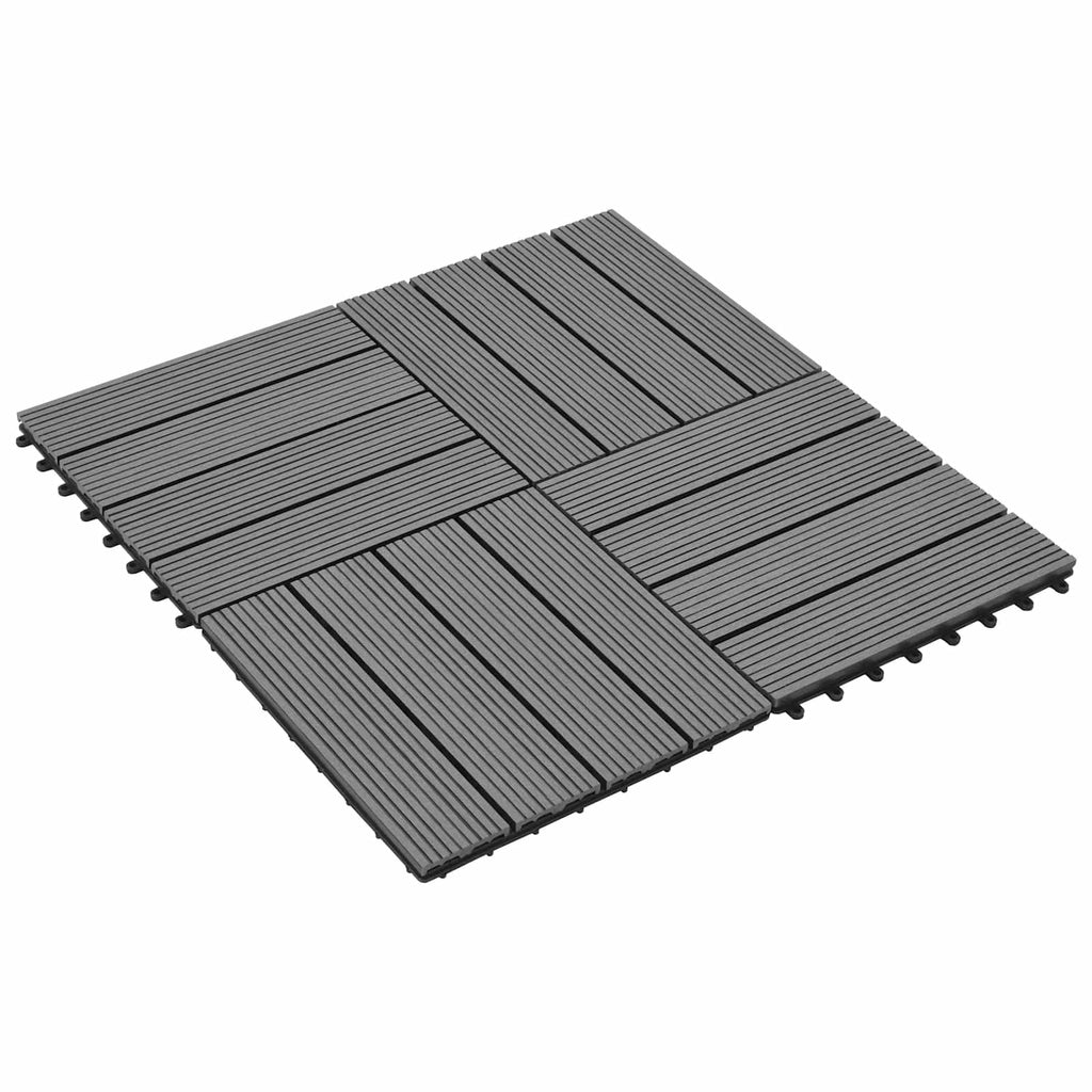 Tile de Decking 11 pcs Gris 30 x 30 cm WPC