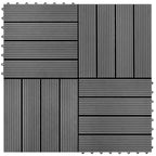 Tile de Decking 11 pcs Gris 30 x 30 cm WPC