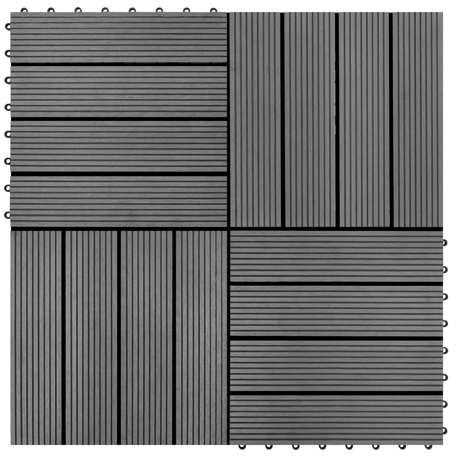 Tile de Decking 11 pcs Gris 30 x 30 cm WPC