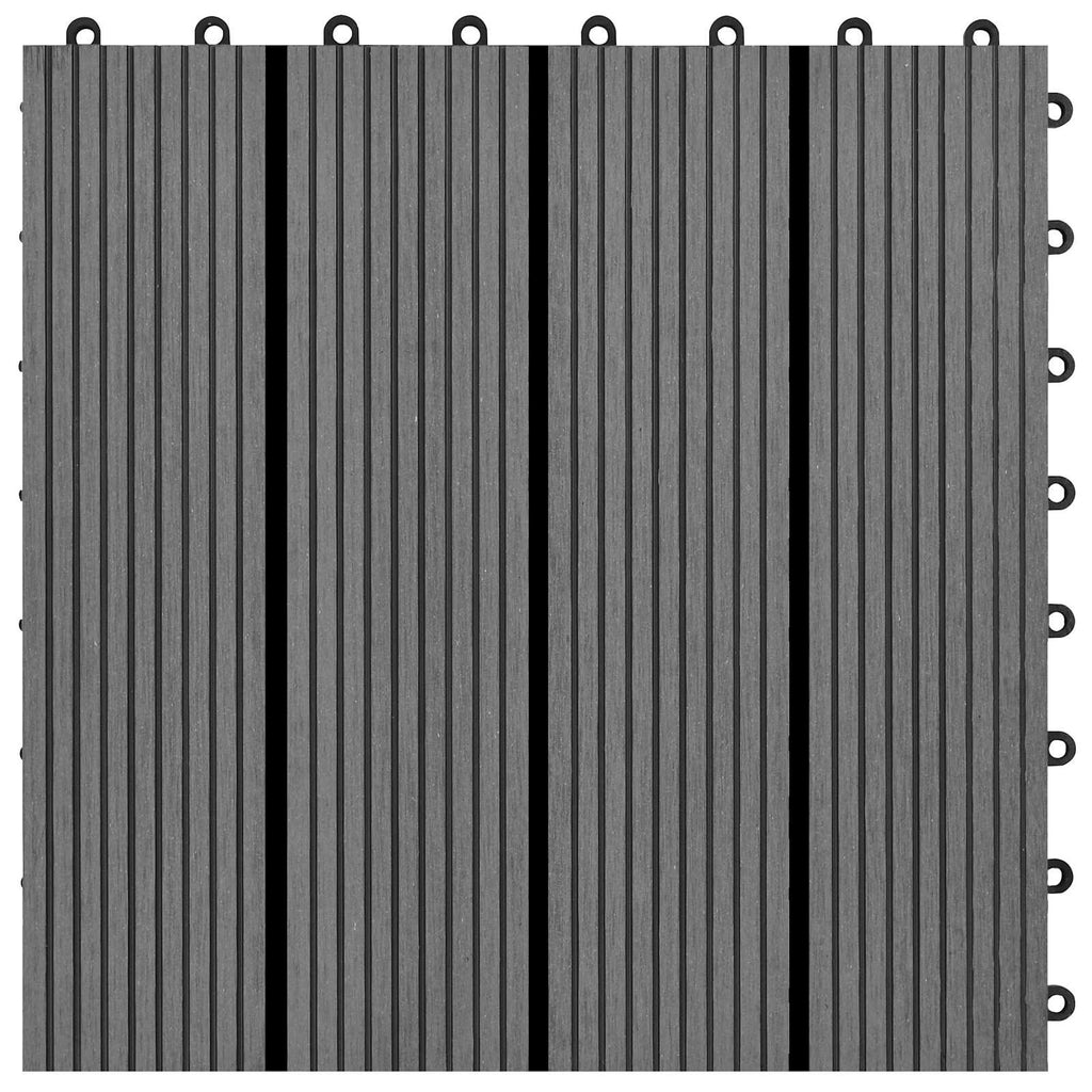 Tile de Decking 11 pcs Gris 30 x 30 cm WPC