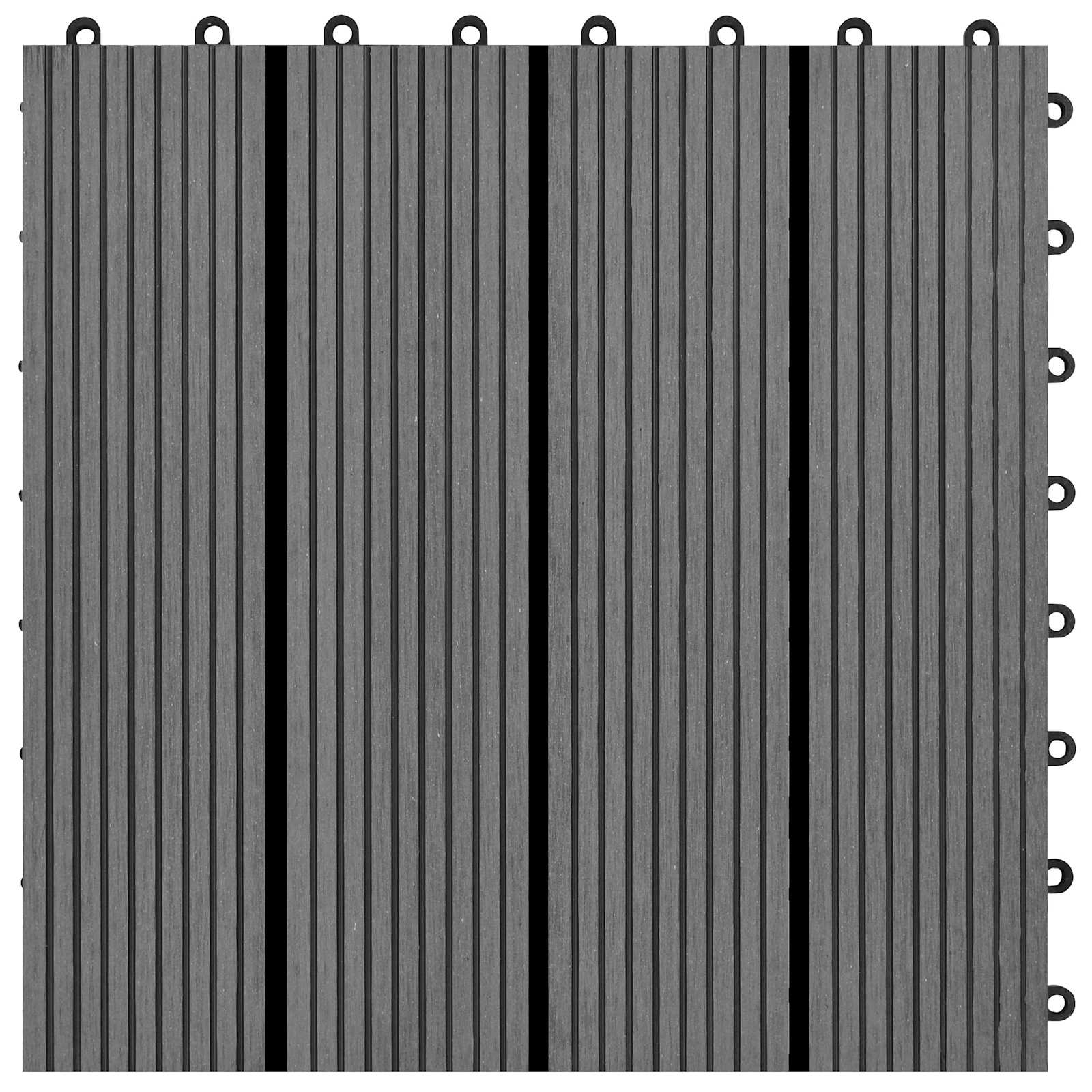 Tile de Decking 11 pcs Gris 30 x 30 cm WPC