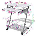 Escritorio compacto de ordenador con bandeja de teclado blanco