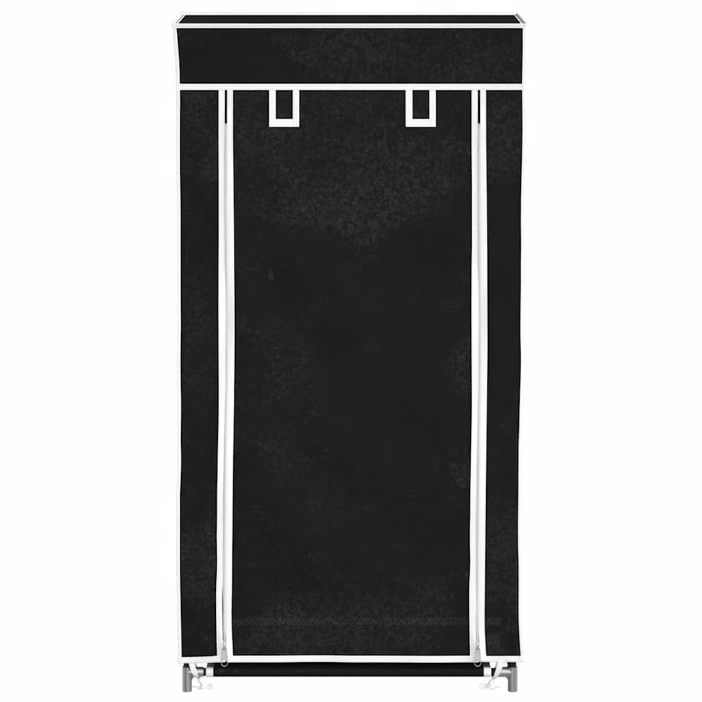 Zapatero de tela con cubierta negro 58x28x106 cm
