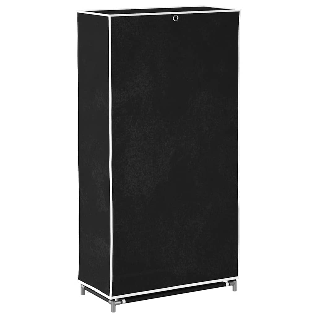 Zapatero de tela con cubierta negro 58x28x106 cm
