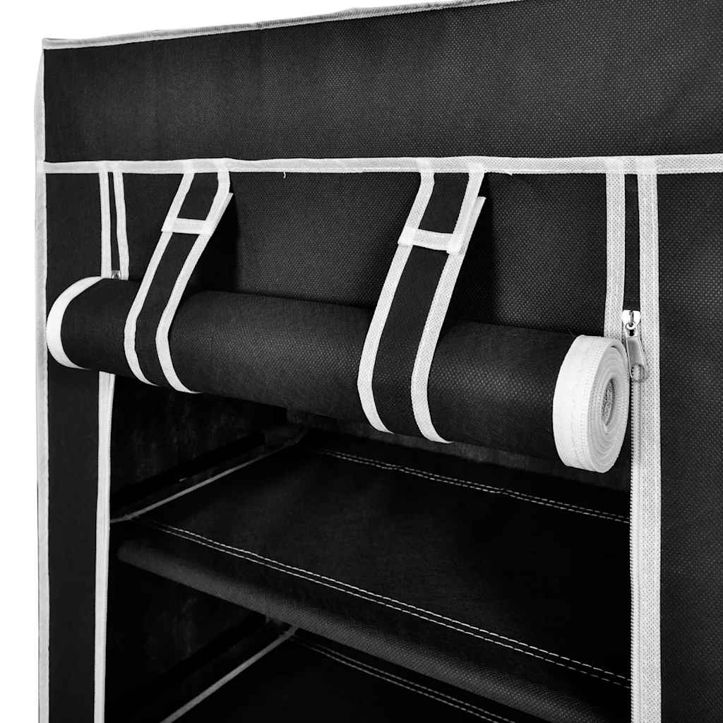 Zapatero de tela con cubierta negro 58x28x106 cm