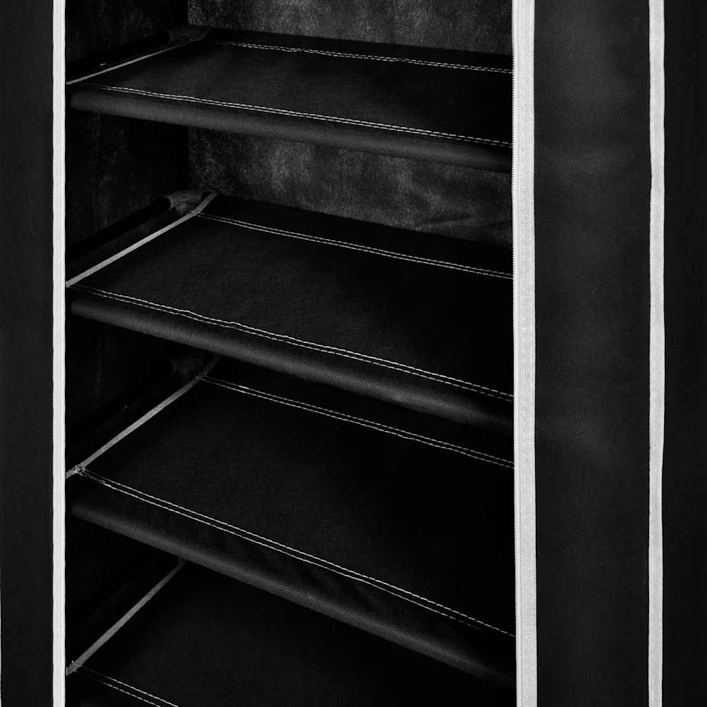 Zapatero de tela con cubierta negro 58x28x106 cm