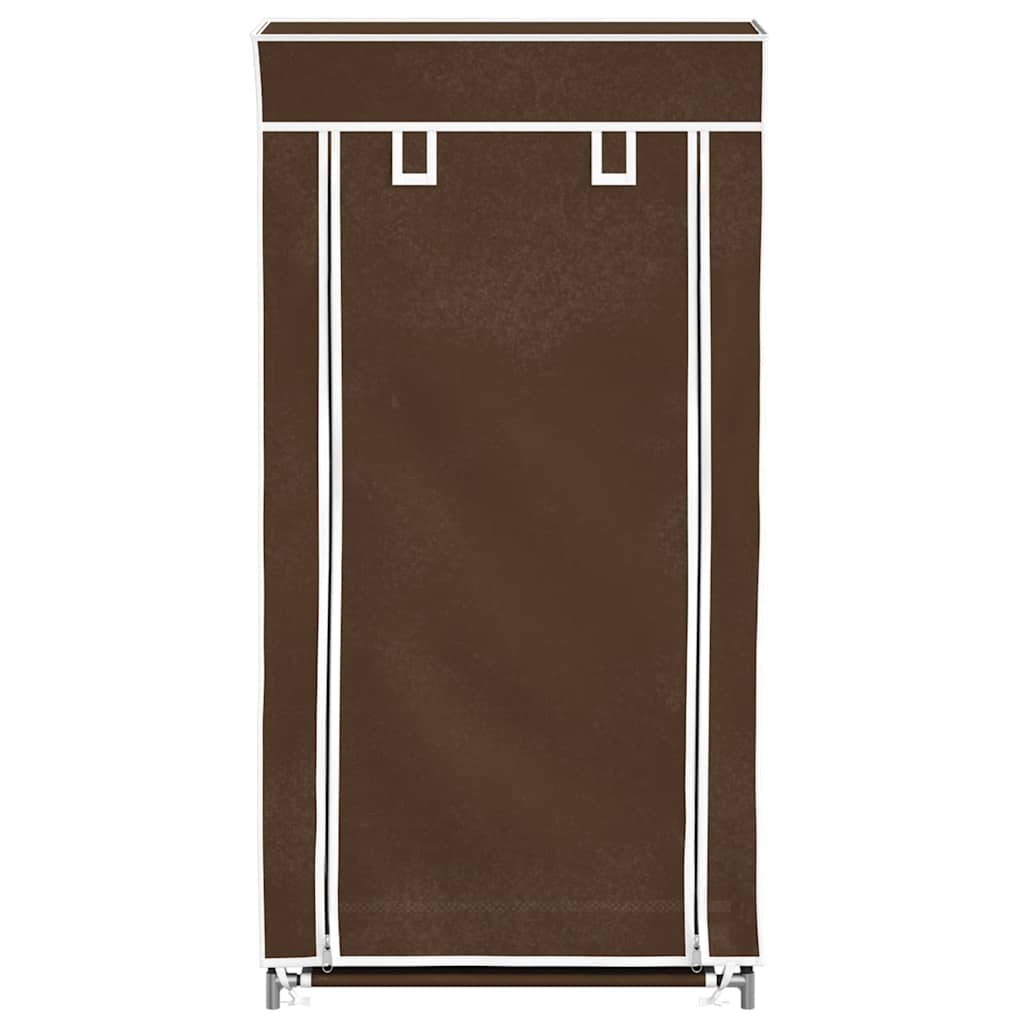 Zapatero de tela con cubierta, marrón, 58 x 28 x 106 cm