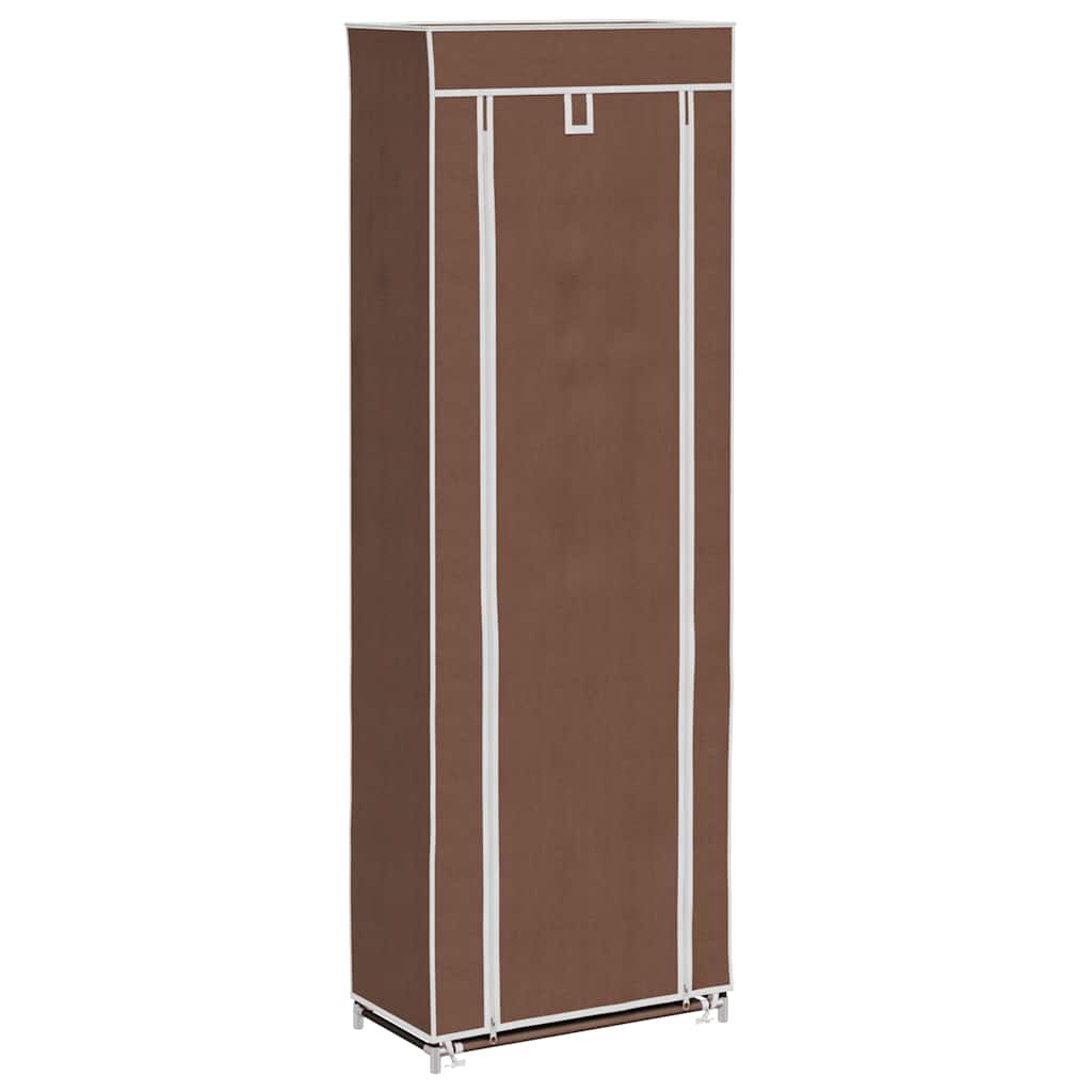 Zapatero de tela con cubierta marrón 57x29x162 cm