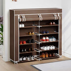 Zapatero de tela con cubierta marrón 115x28x110 cm