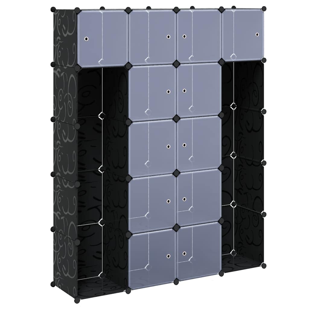 Armario modular 14 compartimentos negro y blanco 37x146x180,5cm