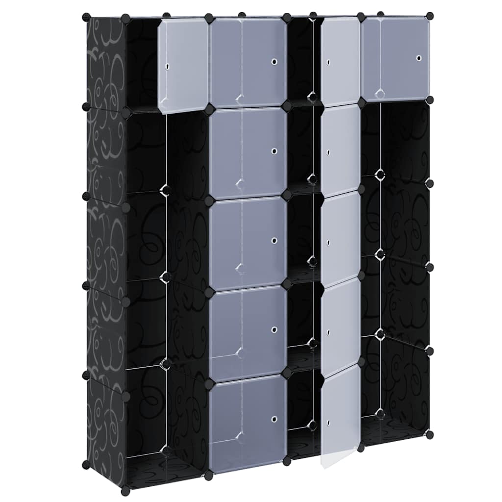 Armario modular 14 compartimentos negro y blanco 37x146x180,5cm