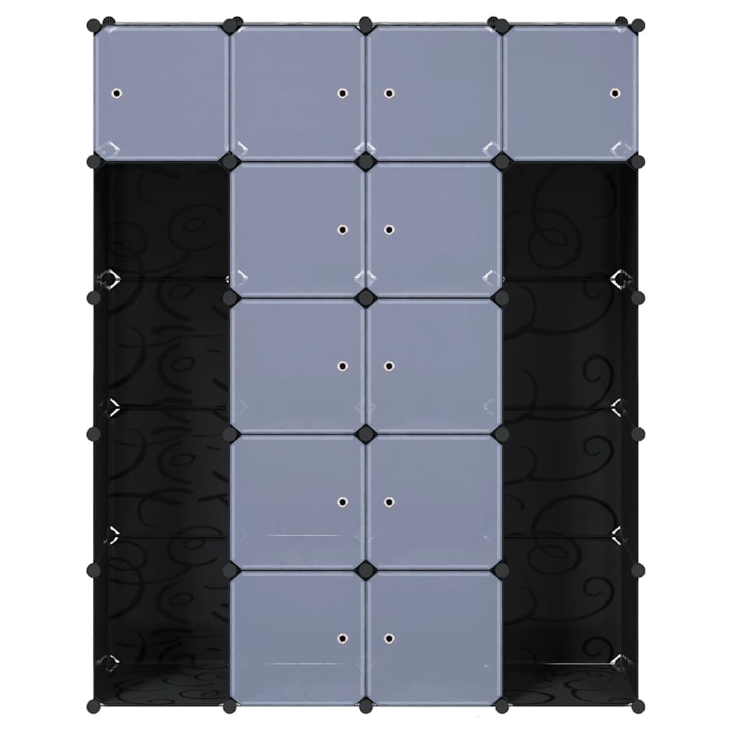 Armario modular 14 compartimentos negro y blanco 37x146x180,5cm