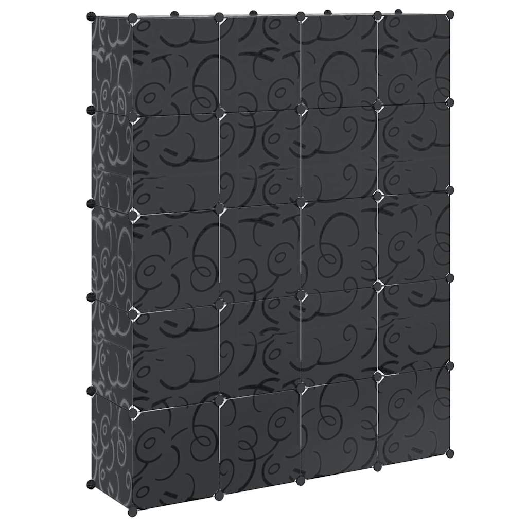 Armario modular 14 compartimentos negro y blanco 37x146x180,5cm