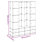 Armario modular con 18 compartimentos blanco 37x146x180,5 cm