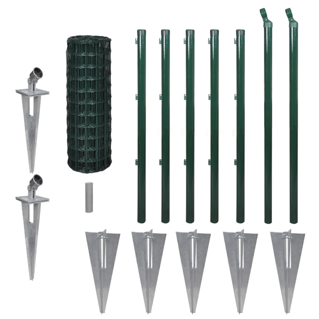 Set de euro valla acero verde 10x0,8 m