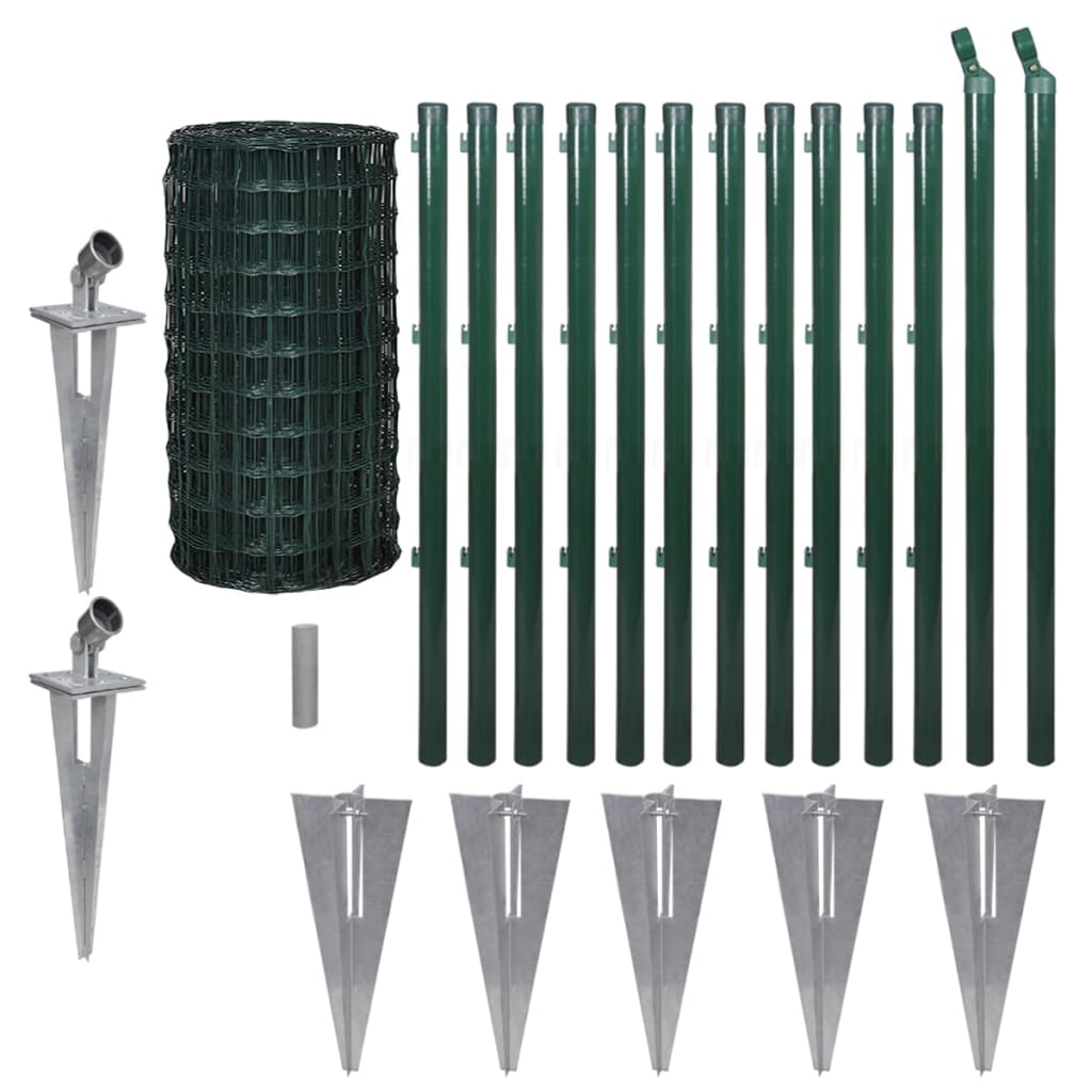 Set de euro valla acero verde 25x0,8 m