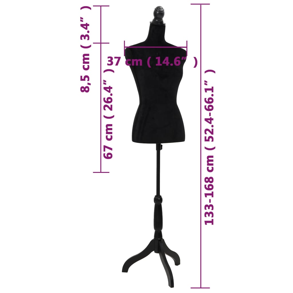 Maniquí de busto de mujer de modista negro