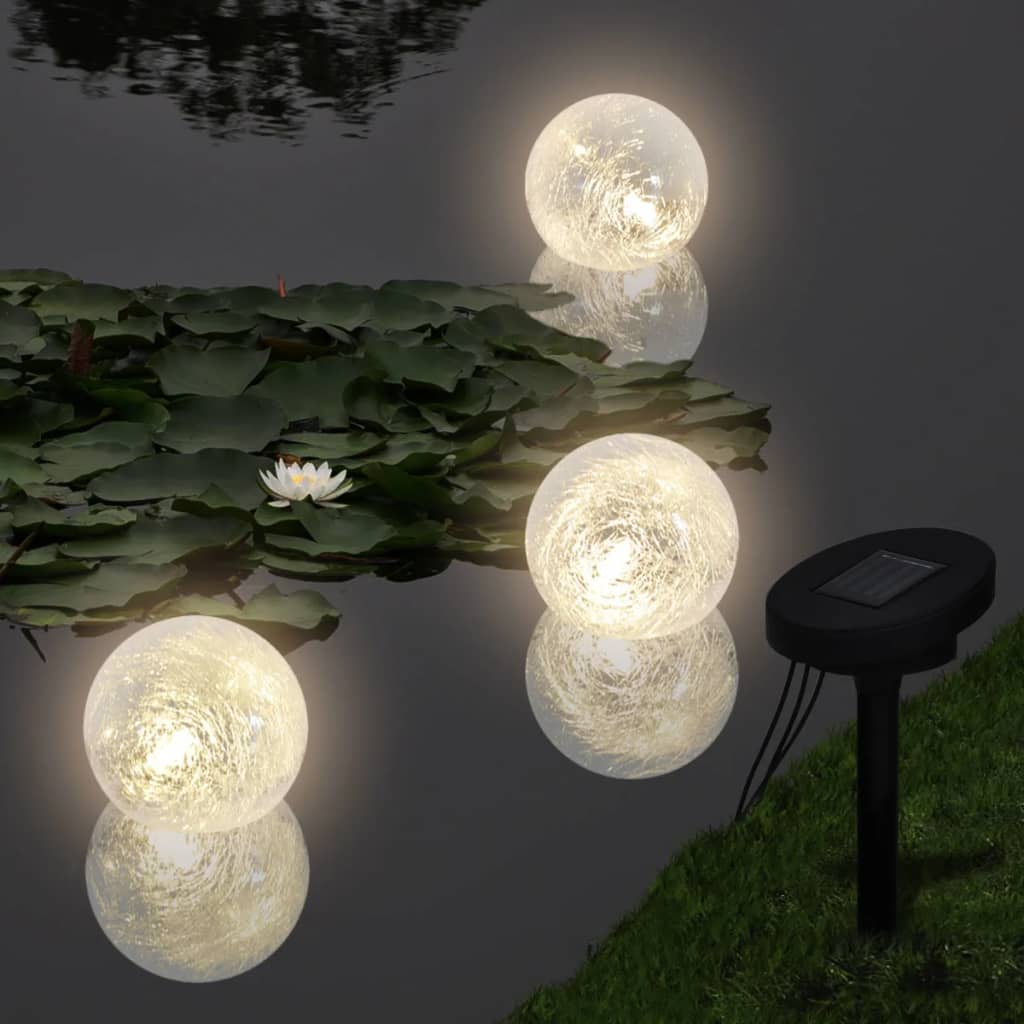 Lámpara solar con 3 LED flotantes en forma de bola para piscina